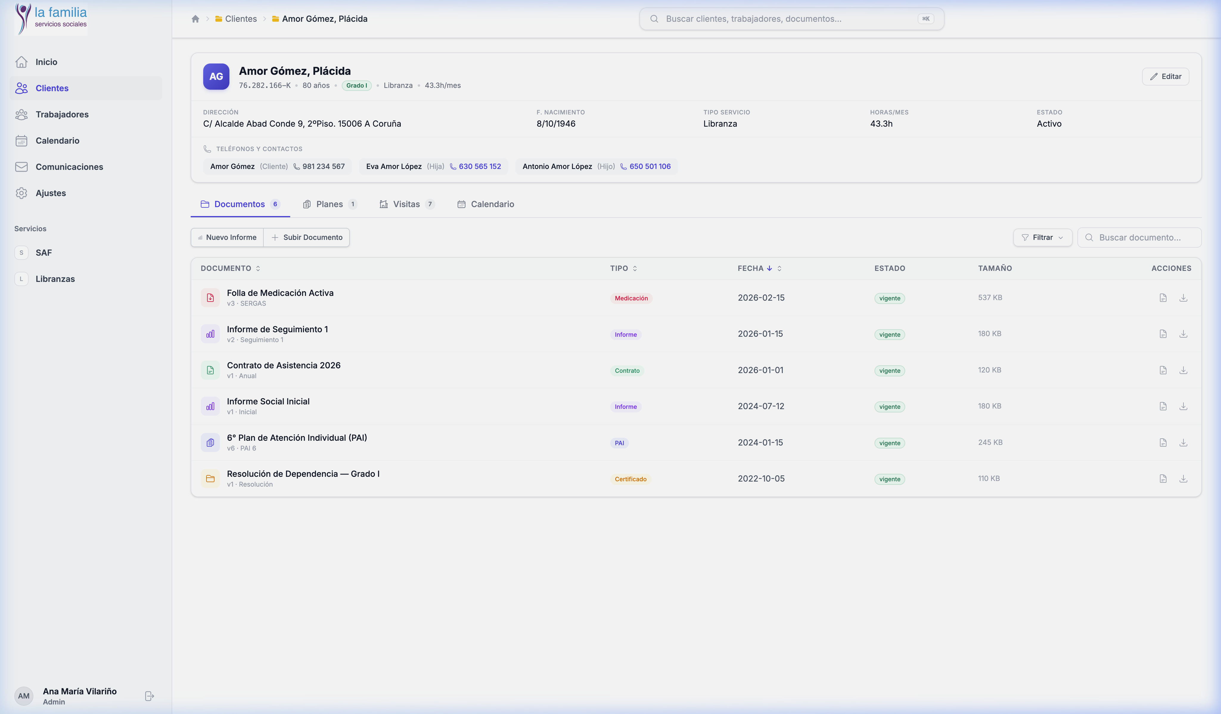 Documentos del cliente