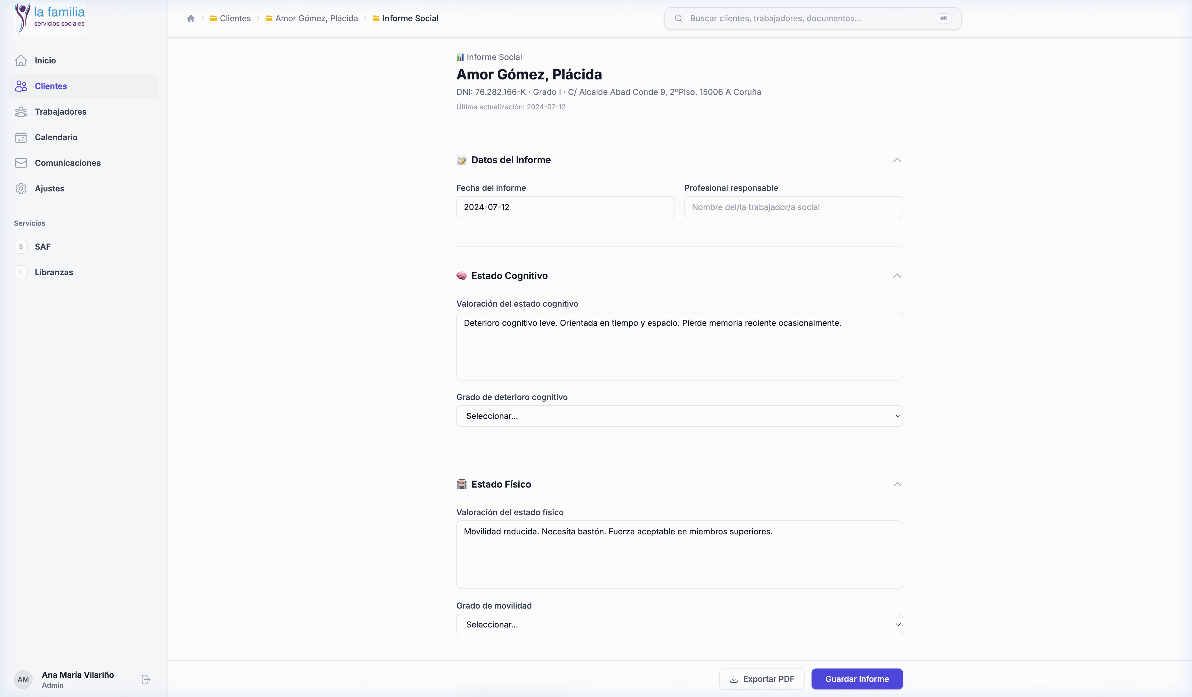 Formulario Informe Social